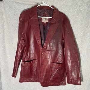 Vintage Remy Leather Fashions Size44 Brwn Cognac Mens Soft Leather Jacket Blazer